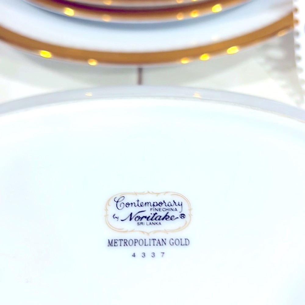 15 PC Noritake Metropolitan GOLD 4337  Set Dinnerware Sirilanka GOLD White - Picture 14 of 15